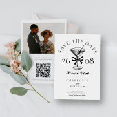 Chique Hand getrokken Martini Retro Save The Date