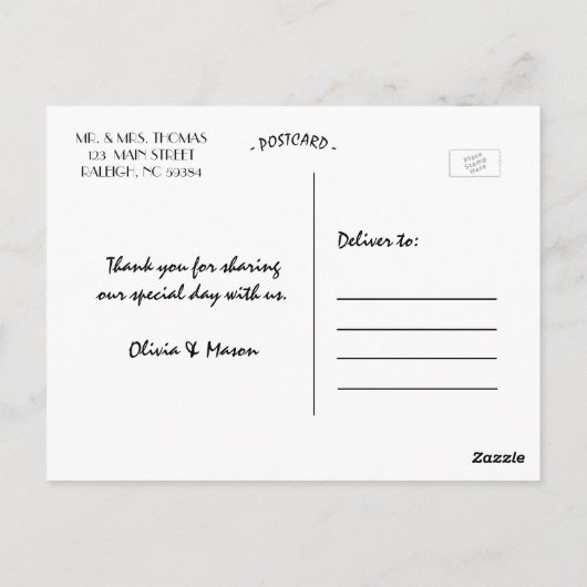 Chique Hand Lettered Ananas Dank u Briefkaart (Achterkant)