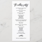 Chique Hand Lettered Bruiloft Ceremonie Programma Programmakaart (Achterkant)