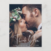 Chique Hand Lettered Bruiloft Dank u Foto Briefkaart (Voorkant)