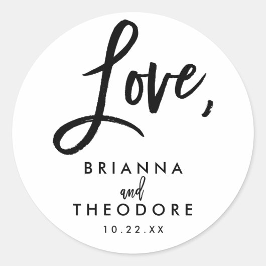 Chique Hand Lettered Bruiloft Liefde Favor Label (Voorkant)