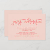 Chique Hand Lettered Coral Wedding Gasteninformati Informatiekaartje (Voorkant / Achterkant)