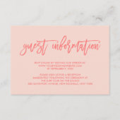 Chique Hand Lettered Coral Wedding Gasteninformati Informatiekaartje (Voorkant)