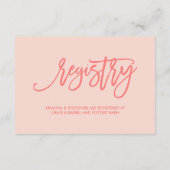 Chique Hand Lettered Coral Wedding Gasteninformati Informatiekaartje (Achterkant)