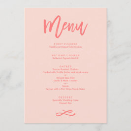 Chique Hand Lettered Coral Wedding Menu