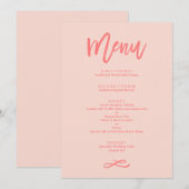Chique Hand Lettered Coral Wedding Menu (Voorkant / Achterkant)