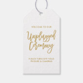 Chique Hand Lettered Gold Unplugged Ceremony Label Cadeaulabel (Voorkant)