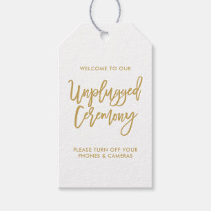 Chique Hand Lettered Gold Unplugged Ceremony Label Cadeaulabel