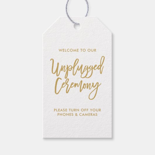 Chique Hand Lettered Gold Unplugged Ceremony Label Cadeaulabel (Voorkant)