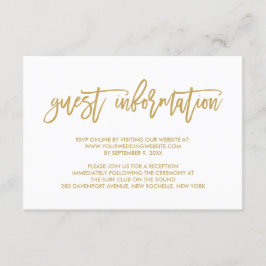 Chique Hand Lettered Gold Wedding Gast Informatie Informatiekaartje