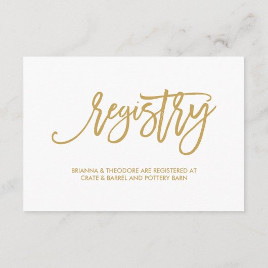 Chique Hand Lettered Gold Wedding Gast Informatie Informatiekaartje (Achterkant)