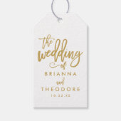 Chique Hand Lettered Gold Wedding Gift Label Cadeaulabel (Voorkant)