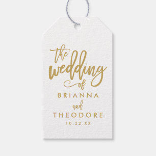 Chique Hand Lettered Gold Wedding Gift Label Cadeaulabel