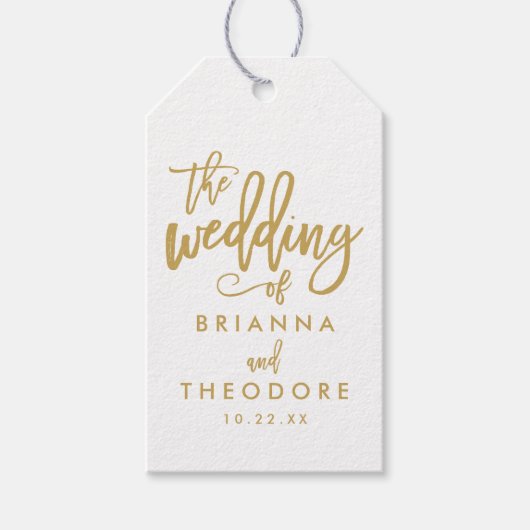 Chique Hand Lettered Gold Wedding Gift Label Cadeaulabel (Voorkant)