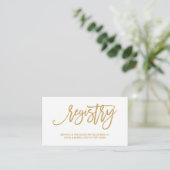 Chique Hand Lettered Gold Wedding Registry Kaart (Staand voorkant)