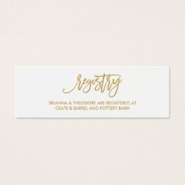 Chique Hand Lettered Gold Wedding Registry Kaart