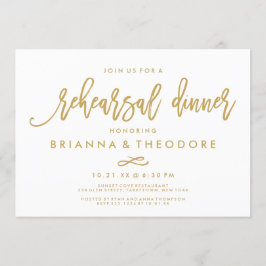 Chique Hand Lettered Gold Wedding repetitie diner Kaart