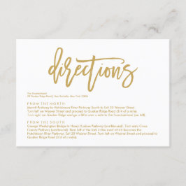 Chique Hand Lettered Gold Wedding Routebeschrijvin Informatiekaartje