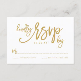 Chique Hand Lettered Gold Wedding RSVP Kaart