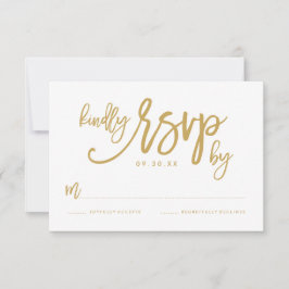 Chique Hand Lettered Gold Wedding RSVP Kaart