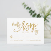 Chique Hand Lettered Gold Wedding RSVP Kaart (Staand voorkant)