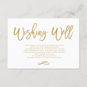 Chique Hand Lettered Gold Wedding Wishing Well Informatiekaartje
