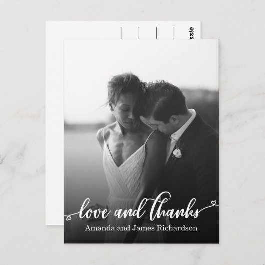 Chique Hand Lettered HEARTS Bruiloft DANK U Briefkaart (Voorkant / Achterkant)