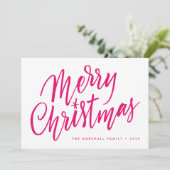 Chique Hand Lettered Merry Christmas Holiday Kaart (Staand voorkant)