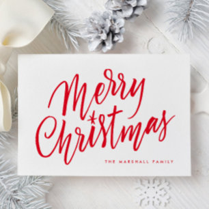 Chique Hand Lettered Merry Christmas Holiday Kaart