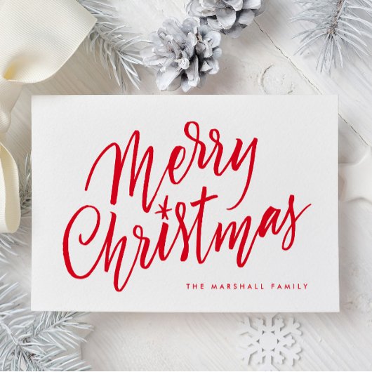 Chique Hand Lettered Merry Christmas Holiday Kaart