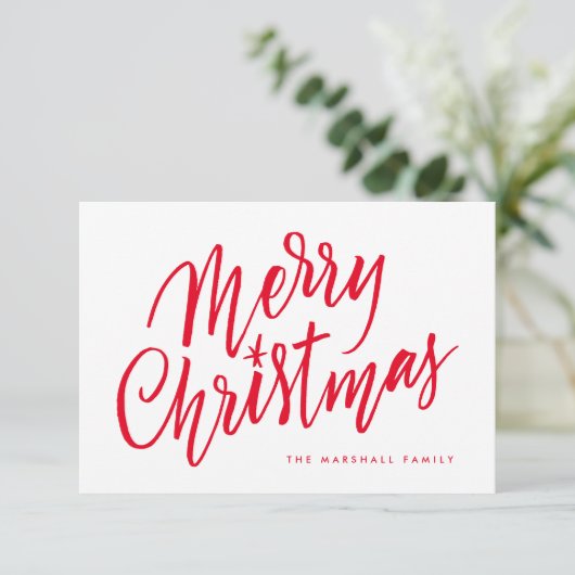 Chique Hand Lettered Merry Christmas Holiday Kaart (Staand voorkant)