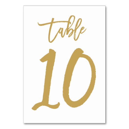 Chique Hand Lettered Table Number Gold | Tabel 10 Kaart (Achterkant)