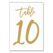Chique Hand Lettered Table Number Gold | Tabel 10 Kaart (Voorkant)