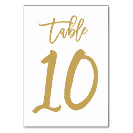 Chique Hand Lettered Table Number Gold | Tabel 10 Kaart