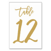 Chique Hand Lettered Table Number Gold | Tabel 12 Kaart (Achterkant)