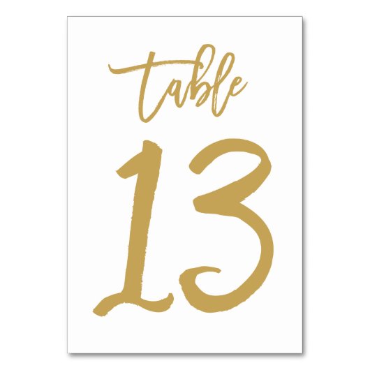 Chique Hand Lettered Table Number Gold | Tabel 13 Kaart (Achterkant)