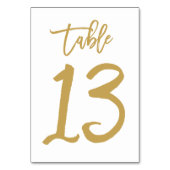 Chique Hand Lettered Table Number Gold | Tabel 13 Kaart (Voorkant)