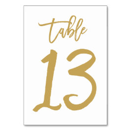 Chique Hand Lettered Table Number Gold | Tabel 13 Kaart