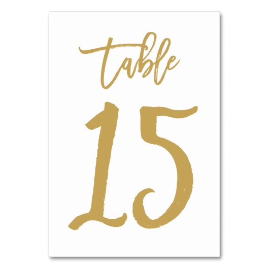 Chique Hand Lettered Table Number Gold | Tabel 15 Kaart (Achterkant)