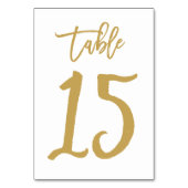 Chique Hand Lettered Table Number Gold | Tabel 15 Kaart (Voorkant)