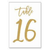Chique Hand Lettered Table Number Gold | Tabel 16 Kaart (Achterkant)