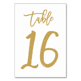 Chique Hand Lettered Table Number Gold | Tabel 16 Kaart