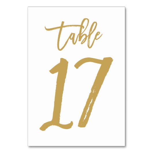 Chique Hand Lettered Table Number Gold | Tabel 17 Kaart (Achterkant)