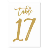 Chique Hand Lettered Table Number Gold | Tabel 17 Kaart (Voorkant)