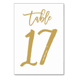 Chique Hand Lettered Table Number Gold | Tabel 17 Kaart