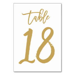 Chique Hand Lettered Table Number Gold | Tabel 18 Kaart