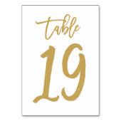 Chique Hand Lettered Table Number Gold | Tabel 19 Kaart (Voorkant)