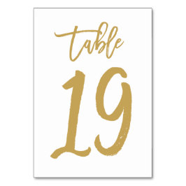 Chique Hand Lettered Table Number Gold | Tabel 19 Kaart