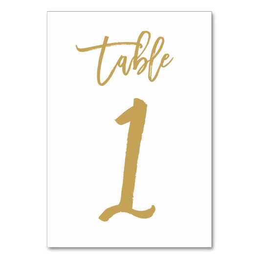 Chique Hand Lettered Table Number Gold | Tabel 1 Kaart (Achterkant)