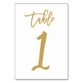 Chique Hand Lettered Table Number Gold | Tabel 1 Kaart (Voorkant)